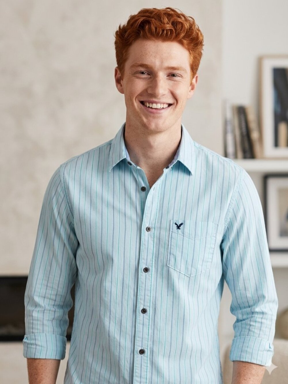 American Eagle Men's Vintage Fit Striped Button Down Shirt